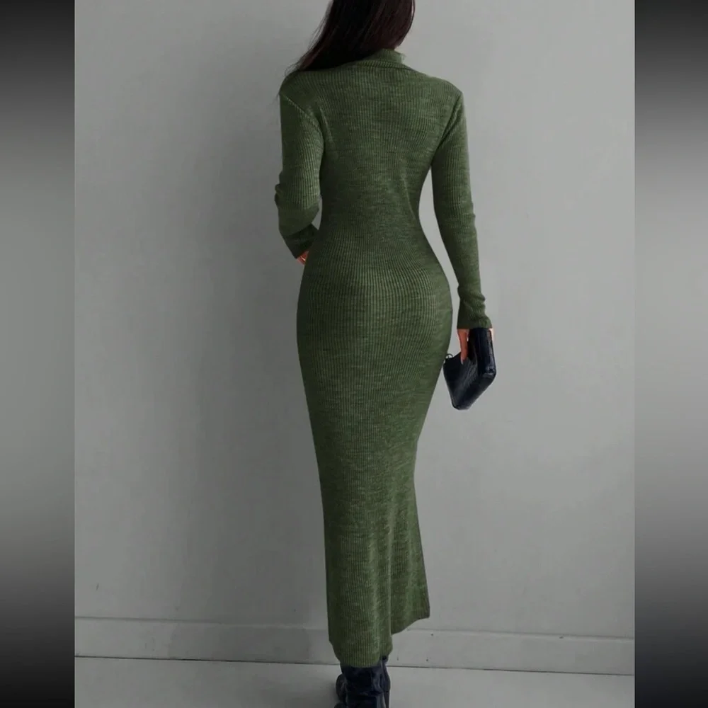 Luxe black high neck sweater bodycon dress - Picture 16 of 16